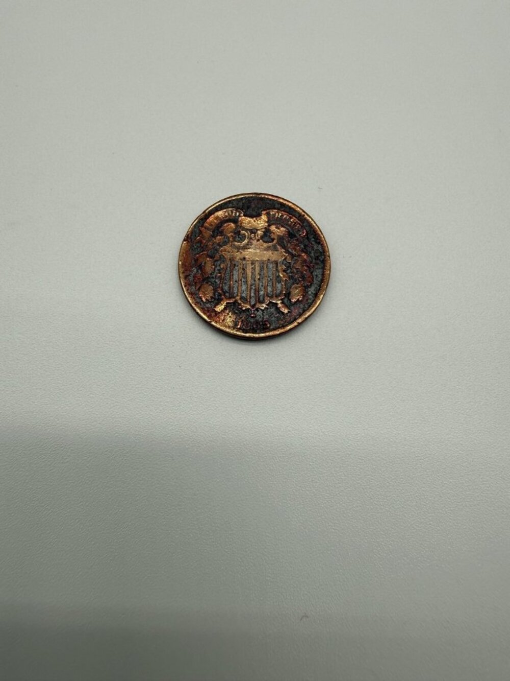 1866 2 Cent Piece Shield Two Cent Coin Brown BN Copper US Mint Philadelphia